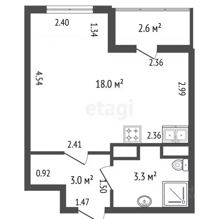 1-к кв. Санкт-Петербург Пулковское ш., 109к3 (35.8 м) - Фото 2