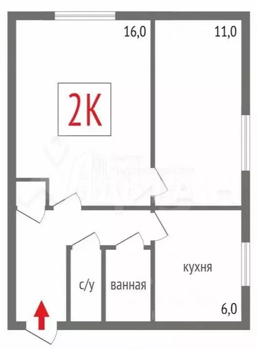 2-к кв. Омская область, Омск ул. Панфилова, 10 (42.0 м) - Фото 1