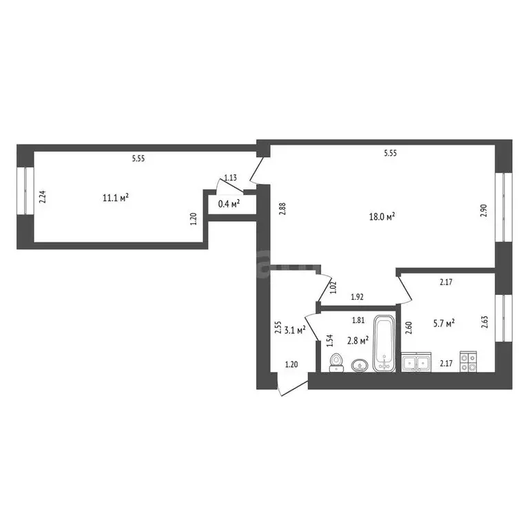 2-комнатная квартира: Стерлитамак, Фестивальная улица, 7 (41.1 м) - Фото 1