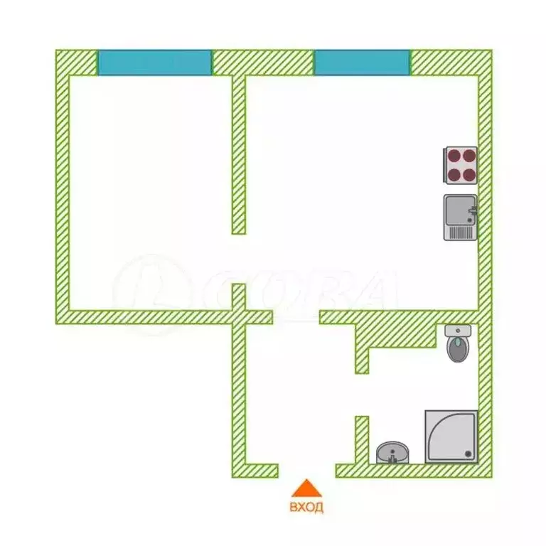 1-комнатная квартира: Тюмень, улица Газовиков, 73к1 (33.7 м) - Фото 2