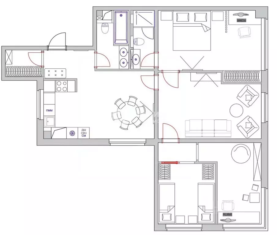 3-к кв. Московская область, Одинцово Можайское ш., 122 (91.0 м) - Фото 2