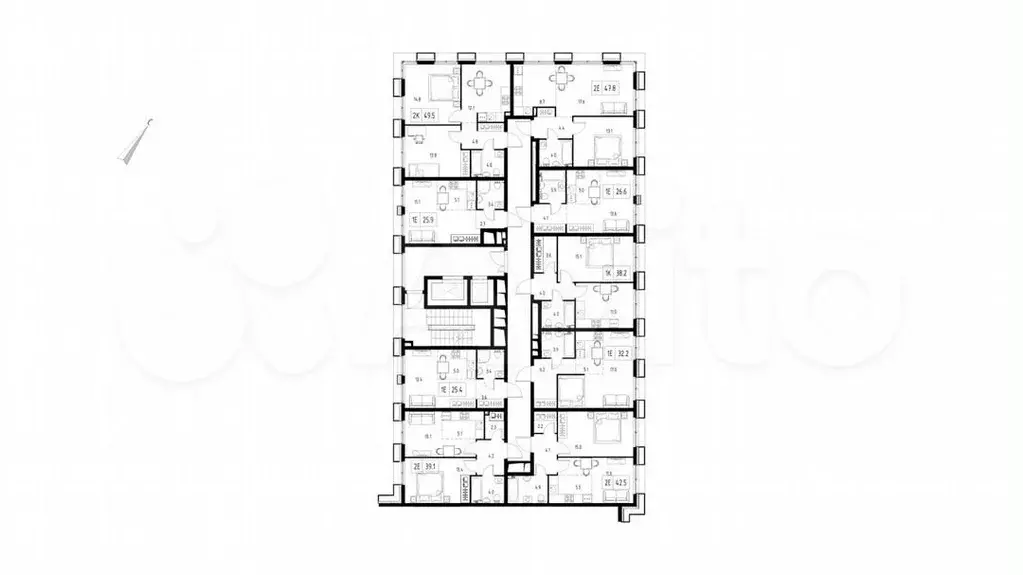 Квартира-студия, 25,4м, 5/9эт. - Фото 1