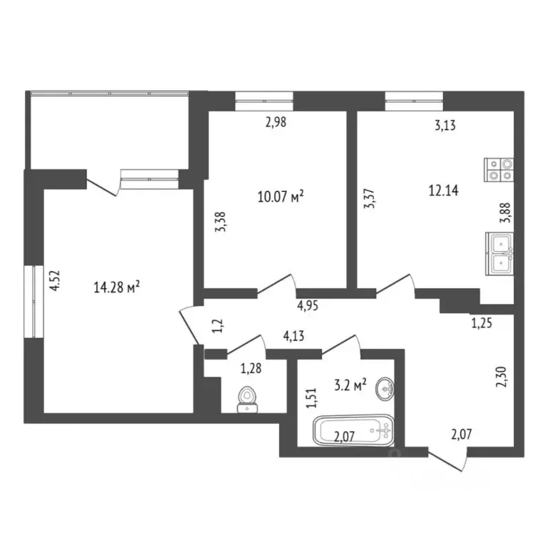 2-к кв. Тюменская область, Тюмень ул. Фармана Салманова, 8 (50.4 м) - Фото 2