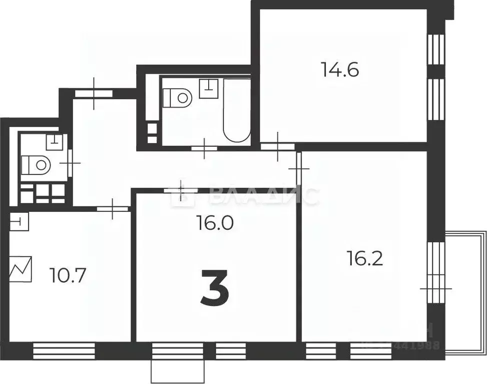 3-к кв. Москва Родниковая ул., 4А (72.0 м) - Фото 2