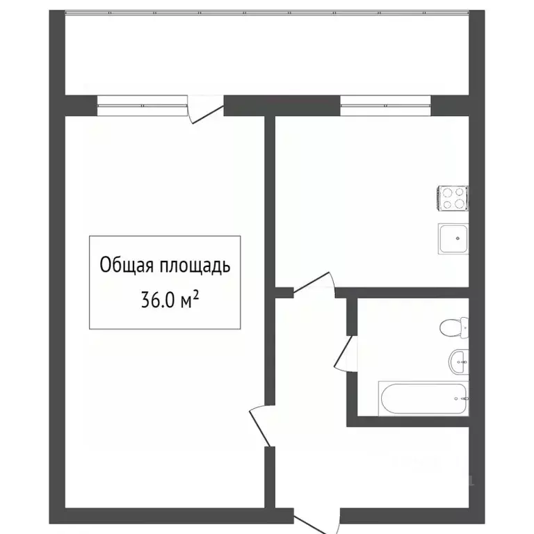 1-к кв. Томская область, Томск Вокзальная ул., 2 (36.3 м) - Фото 1