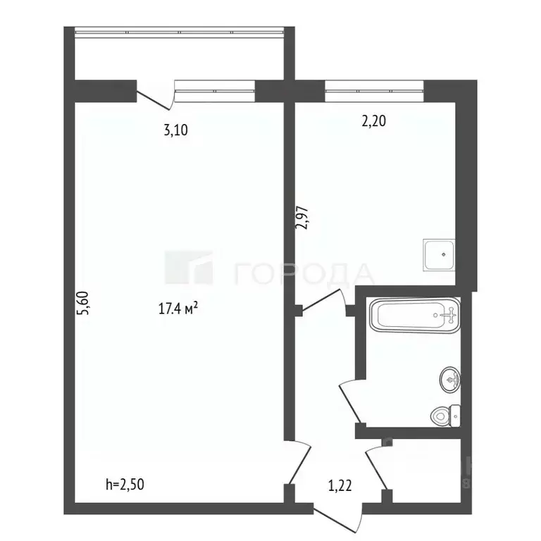1-к кв. Кемеровская область, Новокузнецк ул. Клименко, 38 (30.0 м) - Фото 2