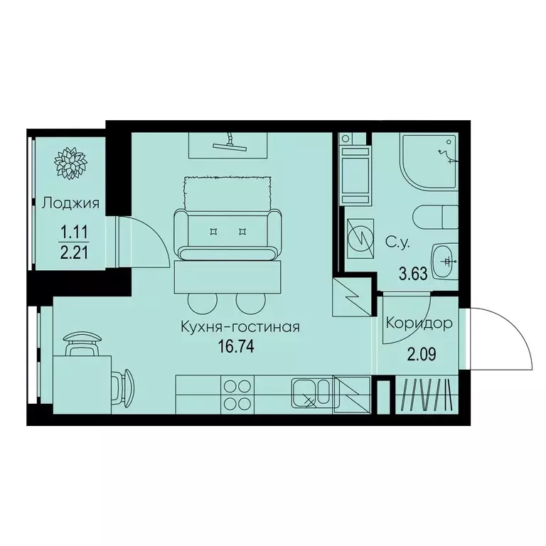 квартира-студия, 23.57 м - Фото 0