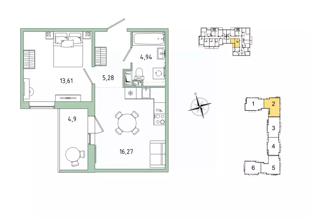 1-к кв. Ленинградская область, Гатчина Въезд мкр,  (42.55 м) - Фото 1