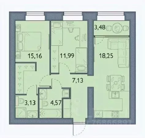 2-к кв. Брянская область, Брянский район, пос. Мичуринский, ... - Фото 1