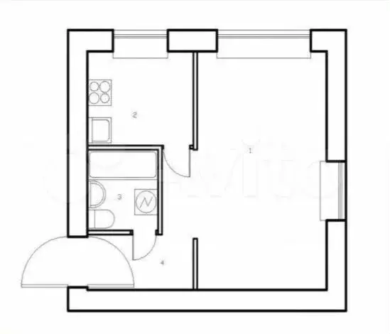 1-к. квартира, 30 м, 3/5 эт. - Фото 0