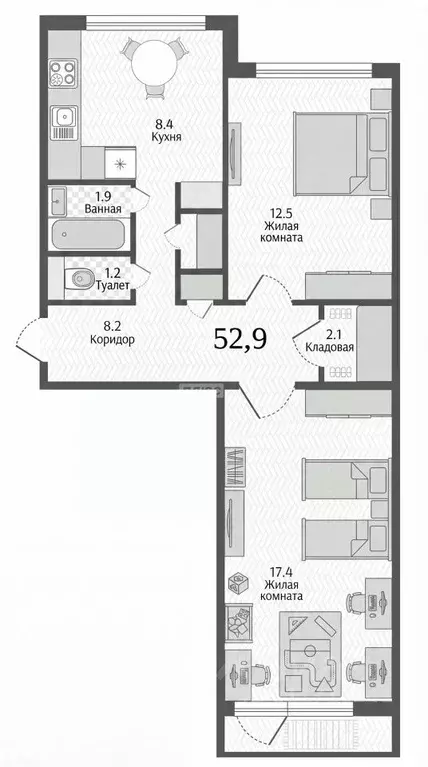 2-к кв. Ленинградская область, Коммунар г. Гатчинский муниципальный ... - Фото 2