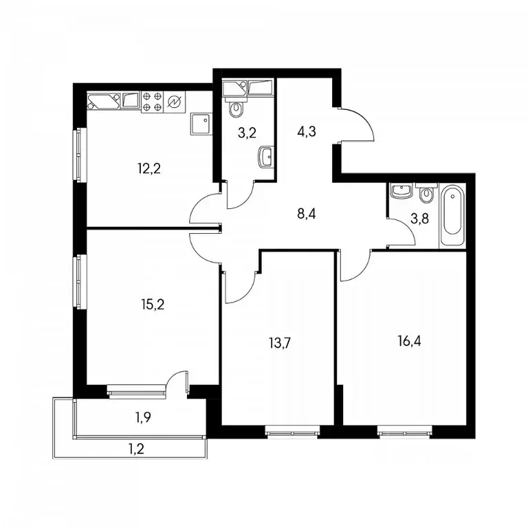 3-к кв. Тульская область, Тула ул. Фридриха Энгельса, 141к2 (79.0 м) - Фото 1