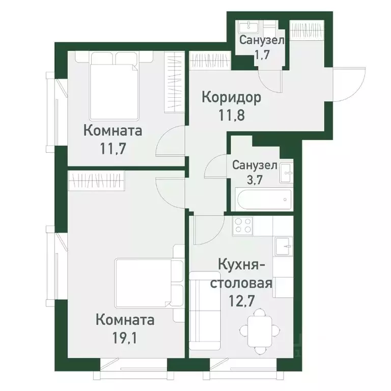 2-к кв. Челябинская область, Челябинский городской округ, пос. ... - Фото 1