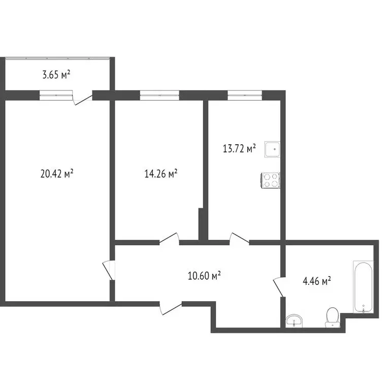 2-комнатная квартира: Тобольск, 15-й микрорайон, 11А (63.9 м) - Фото 1