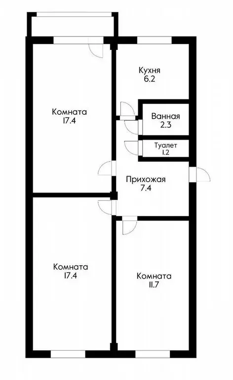 3-к кв. Краснодарский край, Краснодар ул. Гидростроителей, 34 (66.0 м) - Фото 1
