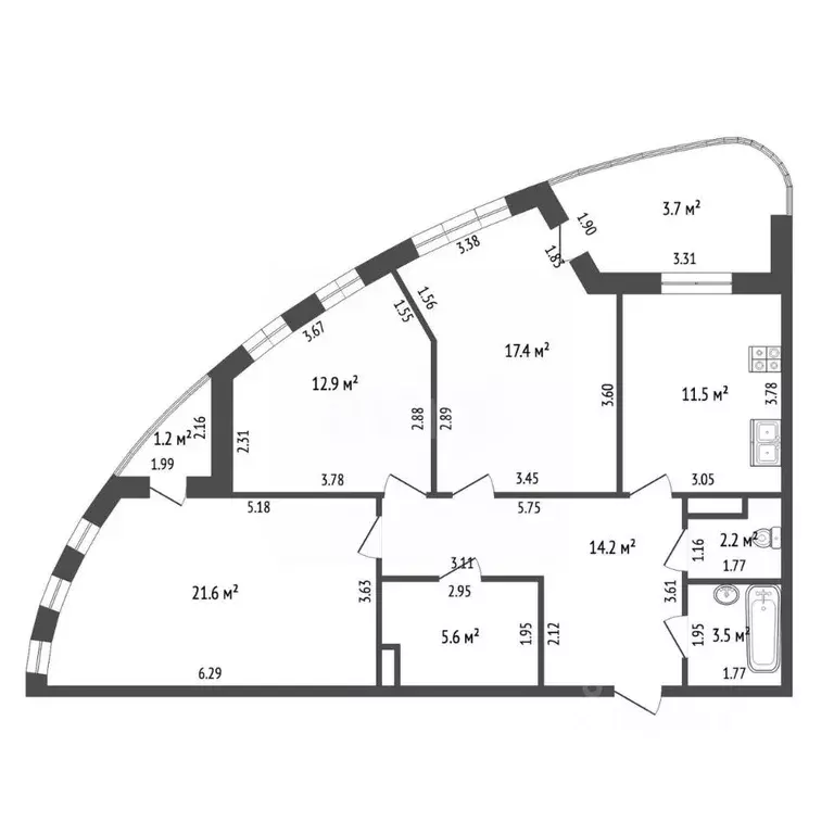 3-к кв. Калининградская область, Калининград Орудийная ул., 30В (93.8 ... - Фото 2