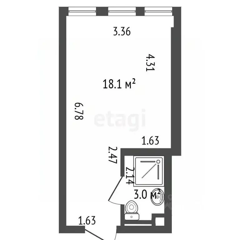 Студия Санкт-Петербург просп. Энергетиков, 2к2 (21.1 м) - Фото 2
