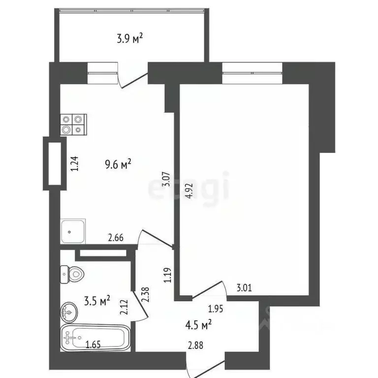 1-к кв. Калининградская область, Гурьевск Советская ул., 17Г (32.4 м) - Фото 2