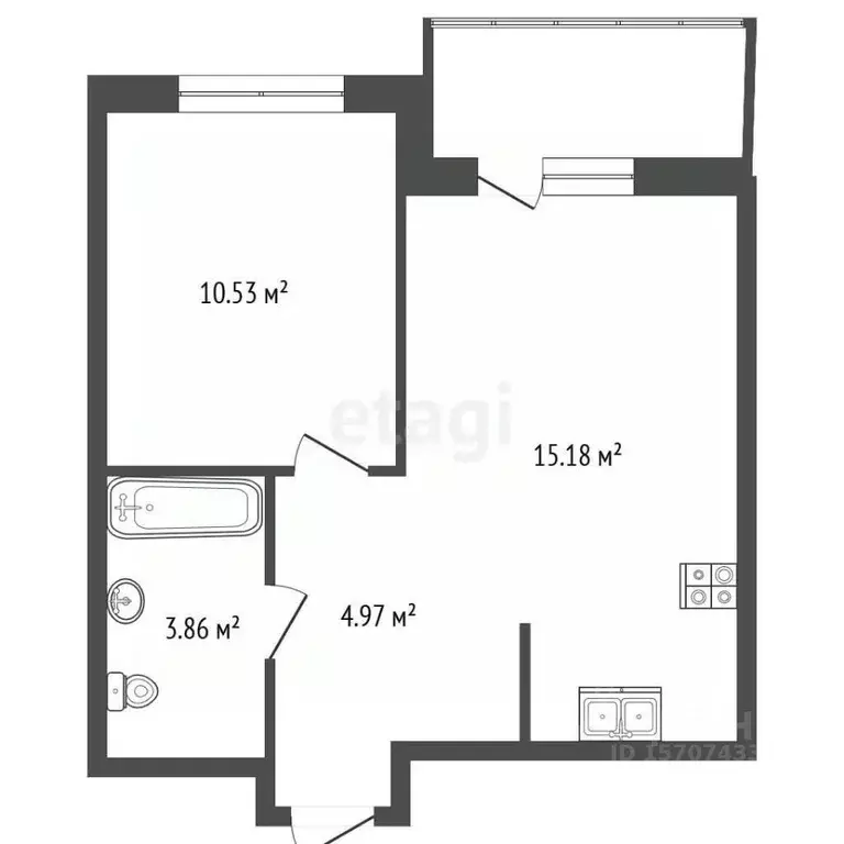 1-к кв. Ленинградская область, Всеволожский район, Свердловское ... - Фото 1