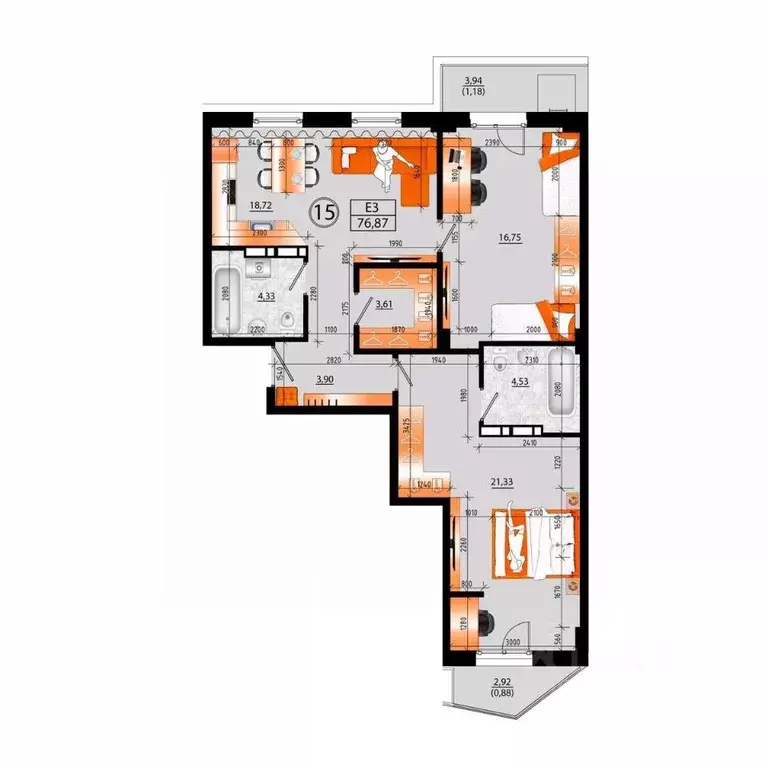 1-к кв. Приморский край, Владивосток Санрайс жилой комплекс (74.81 м) - Фото 2