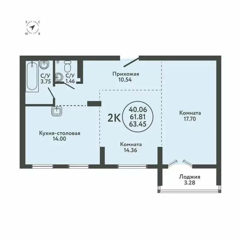 3-комнатная квартира: село Верх-Тула, Луговая улица, 19 (63.45 м) - Фото 0