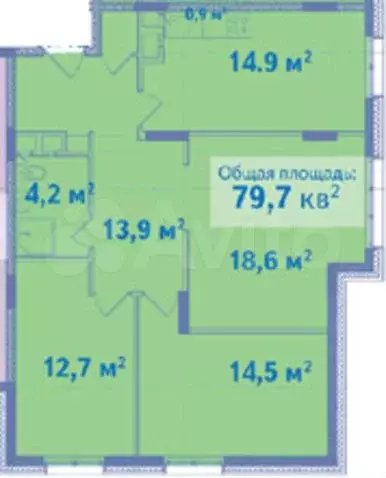 3-к. квартира, 79,7 м, 3/4 эт. - Фото 0