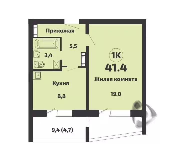 1-комнатная квартира: посёлок Садовый, микрорайон Приозёрный, 714 ... - Фото 0