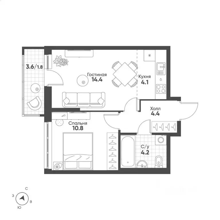 1-к кв. Свердловская область, Екатеринбург Солнечный жилрайон,  (39.7 ... - Фото 1
