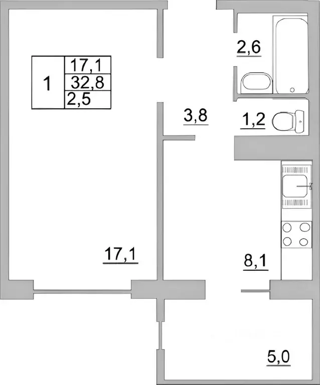 1-к кв. Псковская область, Псков ул. Крестки, 3А (35.6 м) - Фото 1