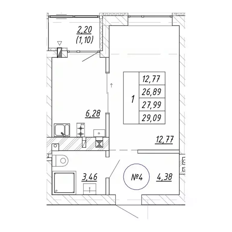 1-к кв. Калининградская область, Зеленоградск  (29.09 м) - Фото 1
