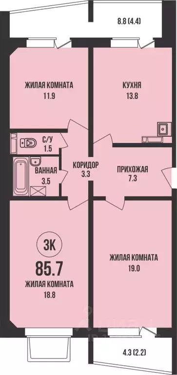 3-к кв. Новосибирская область, Новосибирск Династия жилой комплекс ... - Фото 0