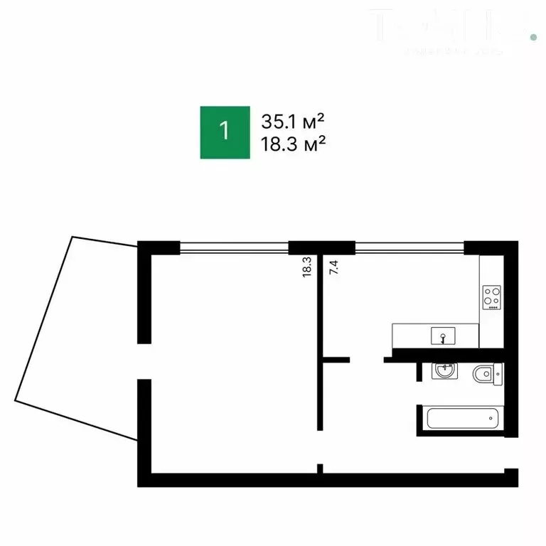 1-комнатная квартира: Пенза, проспект Строителей, 73 (35.1 м) - Фото 0