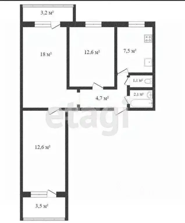 3-к кв. Хабаровский край, Комсомольск-на-Амуре Вокзальная ул., 72 ... - Фото 1