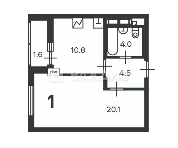 1-комнатная квартира: Москва, Кусковская улица, 12/1 (39.4 м) - Фото 1