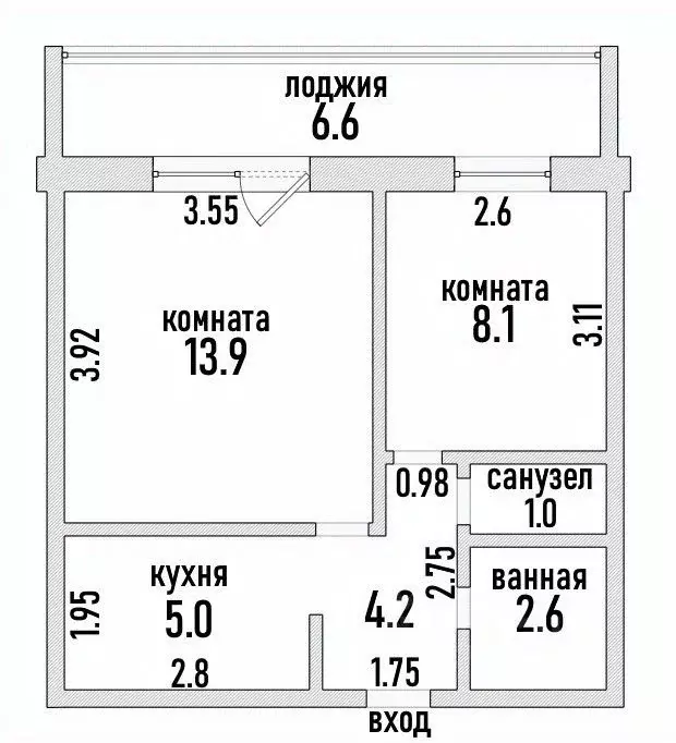 2-к кв. Томская область, Томск ул. Говорова, 31 (34.8 м) - Фото 1