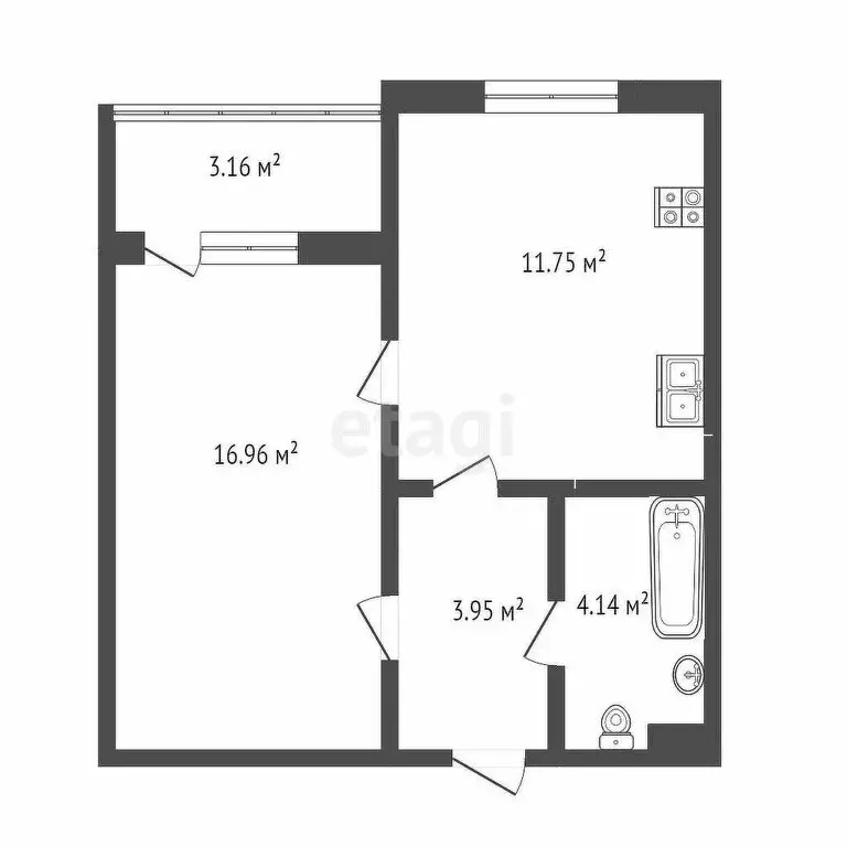 1-комнатная квартира: Медведево, посёлок городского типа Медведево, ... - Фото 1