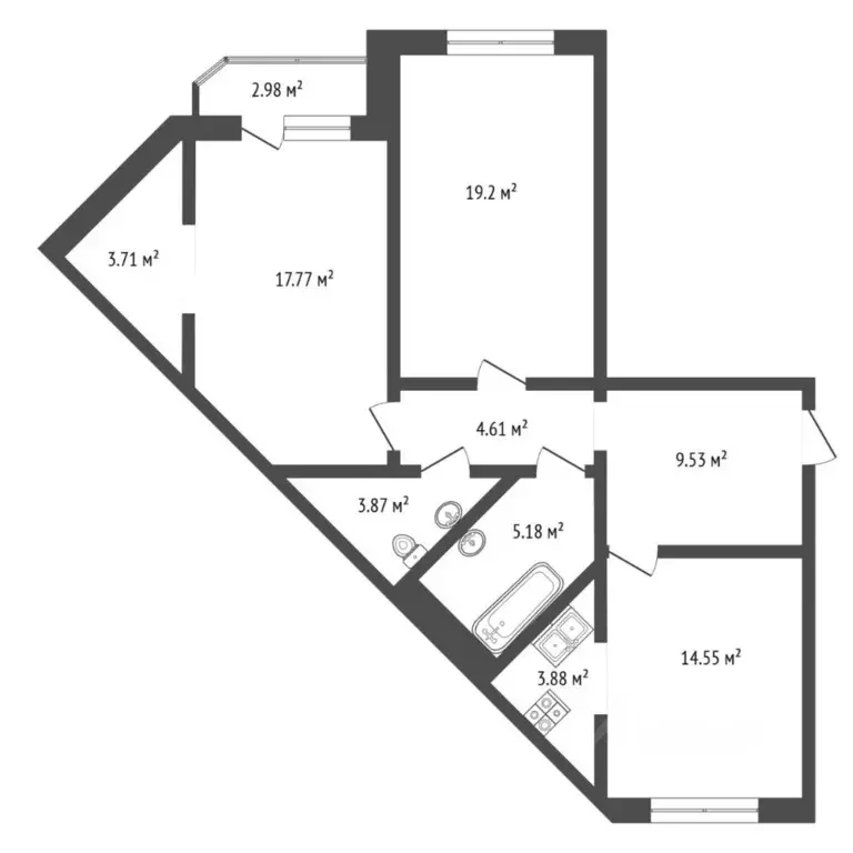 2-к кв. Тюменская область, Тюмень Широтная ул., 170к4 (82.7 м) - Фото 2