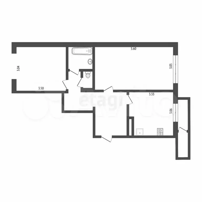 2-к. квартира, 49 м, 5/5 эт. - Фото 0
