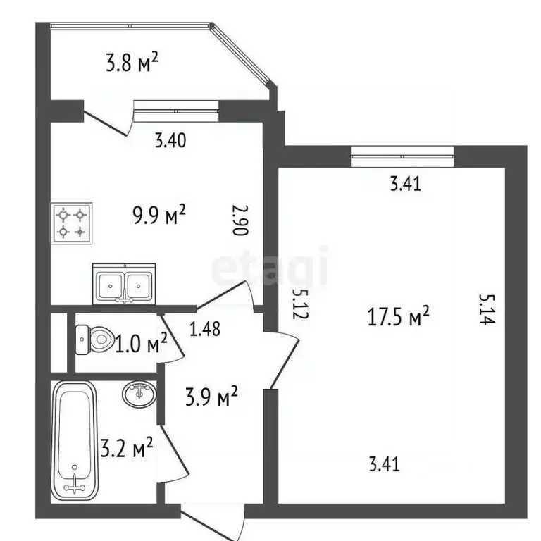1-к кв. Санкт-Петербург ул. Маршала Казакова, 50к1 (35.5 м) - Фото 1