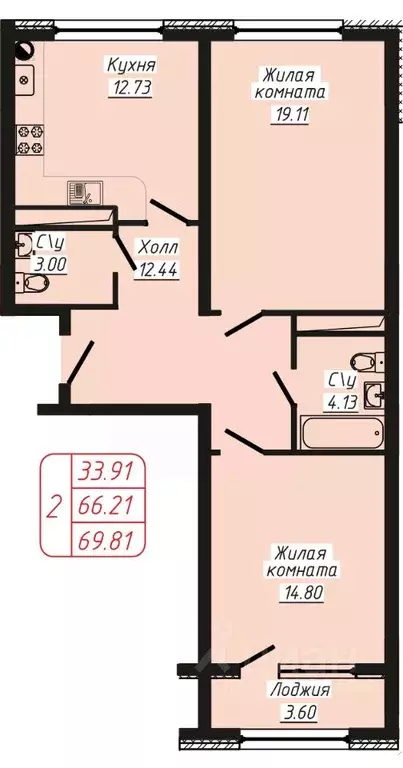 2-к кв. Ставропольский край, Кисловодск ул. 40 лет Октября, 37 (69.81 ... - Фото 0