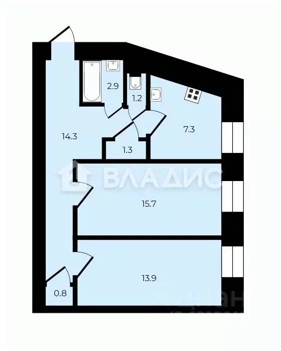 2-к кв. Санкт-Петербург Зоологический пер., 1-3 (57.3 м) - Фото 2