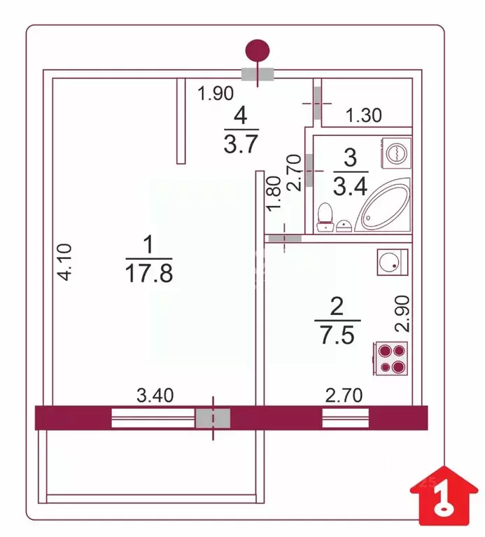 1-к кв. Омская область, Любинский район, Красный Яр рп Первомайская ... - Фото 2