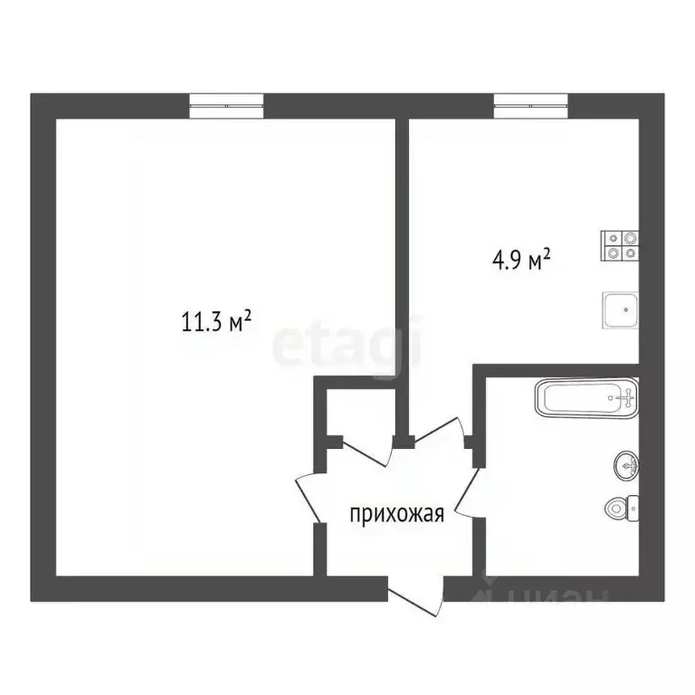 1-к кв. Воронежская область, Воронеж ул. Героев Сибиряков, 87 (20.4 м) - Фото 2