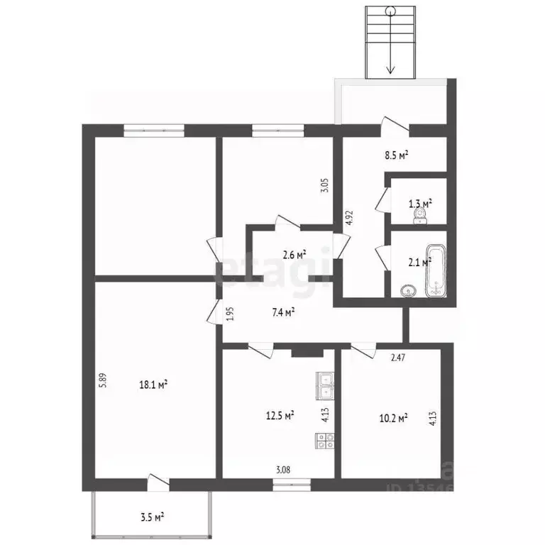 3-к кв. Крым, Ялта ул. Тимирязева, 27 (86.3 м) - Фото 2