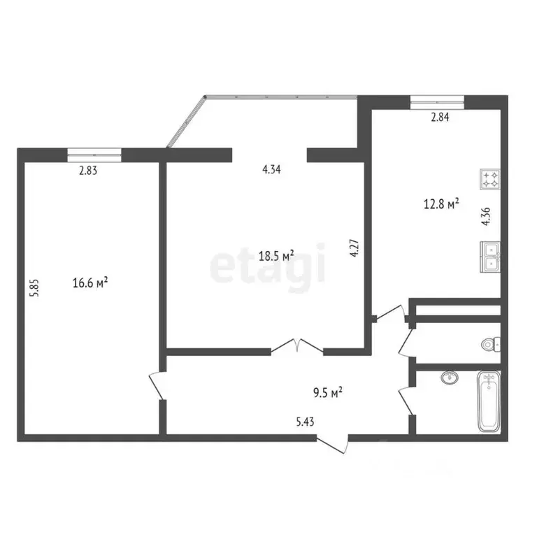 2-к кв. Московская область, Балашиха Балашихинское ш., 12 (61.8 м) - Фото 1