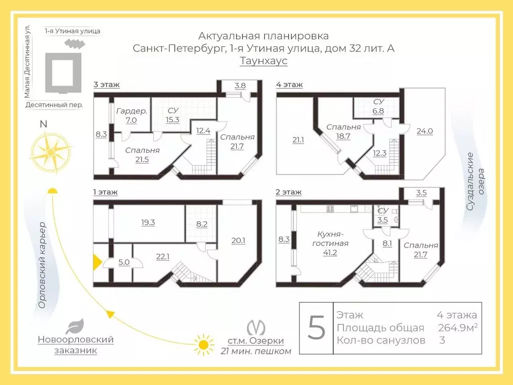 Таунхаус в Санкт-Петербург 1-я Утиная ул., 32 (265 м) - Фото 1
