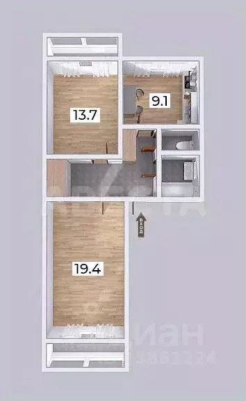 2-к кв. Омская область, Омск просп. Мира, 29 (56.0 м) - Фото 1