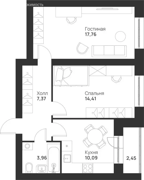 2-комнатная квартира: Тула, улица Героя России Зиничева, 6 (56.04 м) - Фото 0