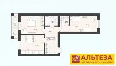 2-комнатная квартира: Пионерский, Октябрьская улица, 2Ак1 (68.18 м) - Фото 1
