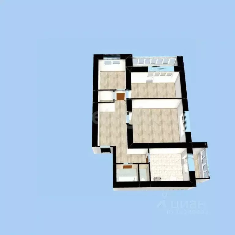 3-к кв. Башкортостан, Уфа ул. Ферина, 19/3 (71.8 м) - Фото 1